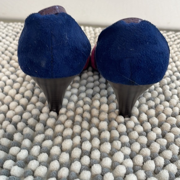 🌸2/$30 Multicolored Magenta/Blue/Purple Peep Toe Heels - Picture 3 of 5